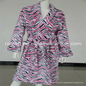 Zebra Printed Coral Fleece Bathrobe